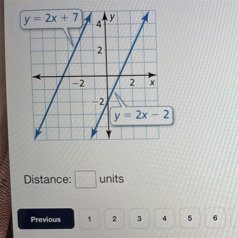 Find the distance between the parallel lines. If necessary, round to the nearest whole-example-1