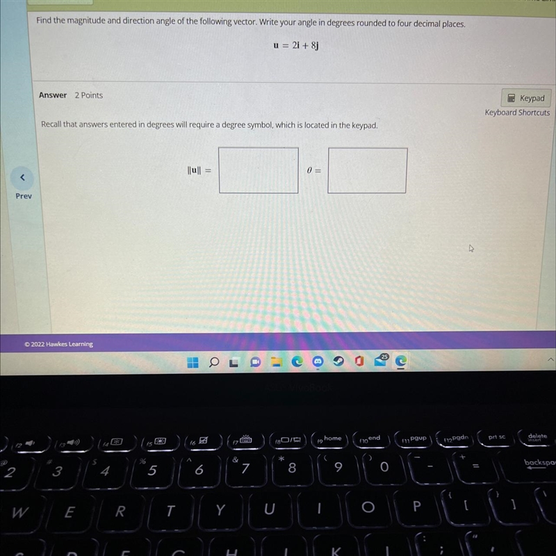 Find the magnitude and direction angle of the following vector. Write your angle in-example-1