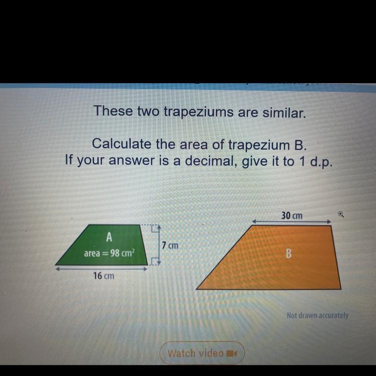 How to calculate the area of trapezium B using the scale factor-example-1