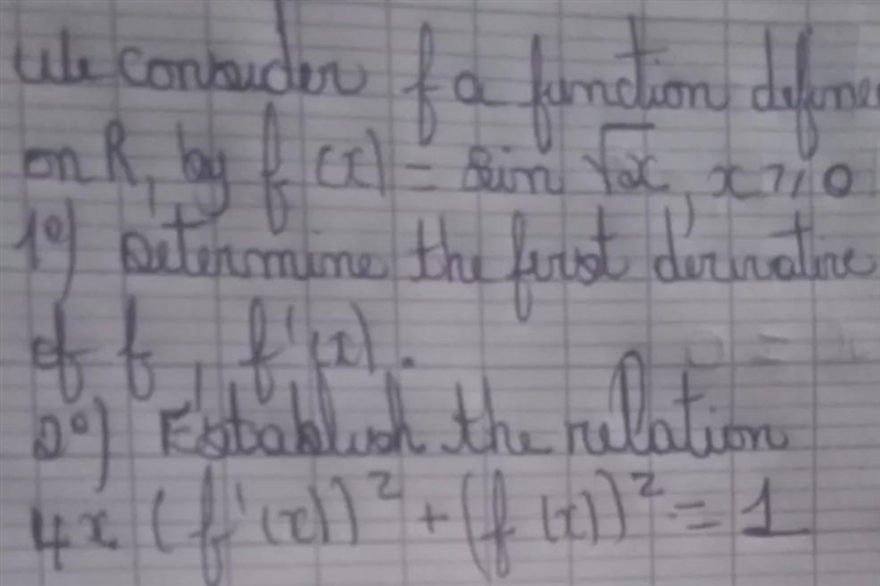 We consider f a function defined on R by f(x) = sin(√x), (x >= 0).1) Determine-example-1