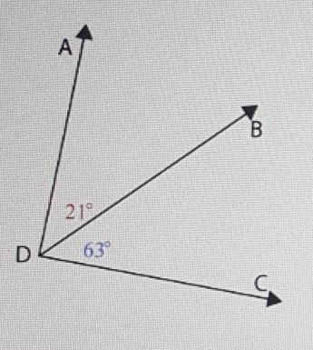 By the ____ we know that the measure of angle ADC is 84 degrees. a) addition property-example-1