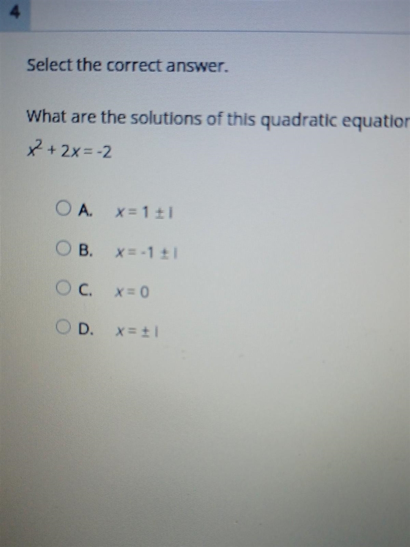 What are the solutions of this quadratic equation? x² + 2x= -2​-example-1