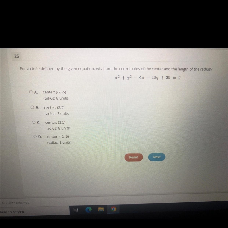 What are the coordinates of the Center and the length of the radius?-example-1