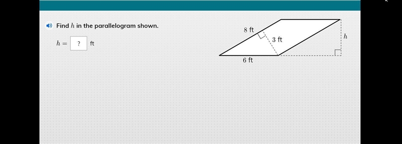 Find h in the parallelogram shown.-example-1