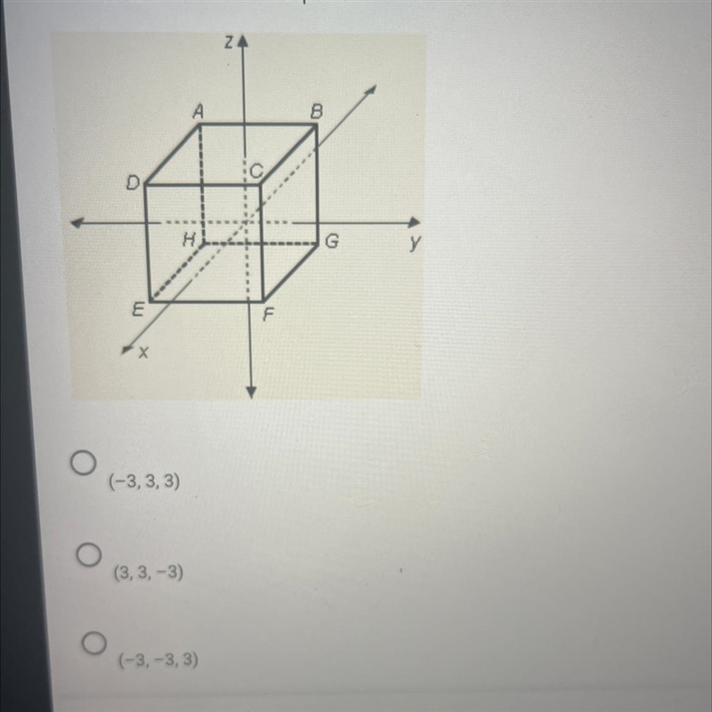 In the diagram the origin is at the center of a cube that has edges 6 units long. The-example-1