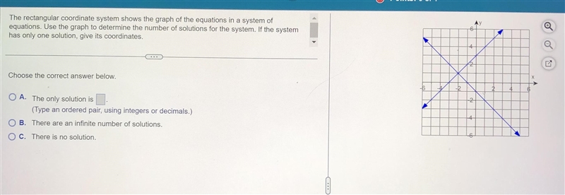 The rectangular coordinate system shows the graph of the equations in a system of-example-1