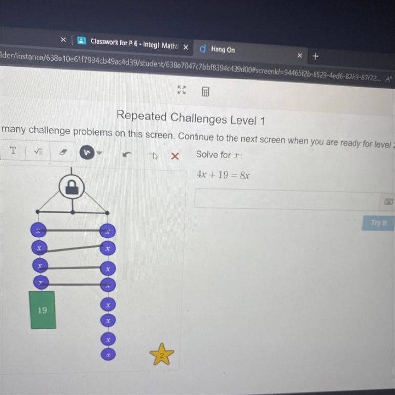 4x + 19 = 8x please help-example-1