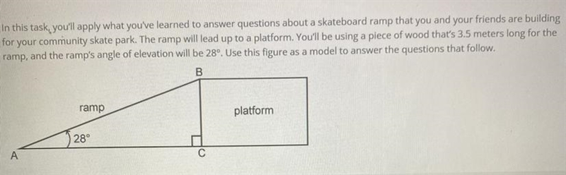 Another friend claims that you can use cosine ratio to find the height of the platform-example-1