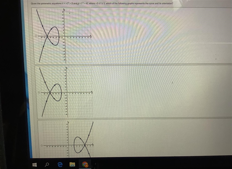 Giver the parametric equations X=-t2to the second power - 2 and y= t To the 3rd power-example-1