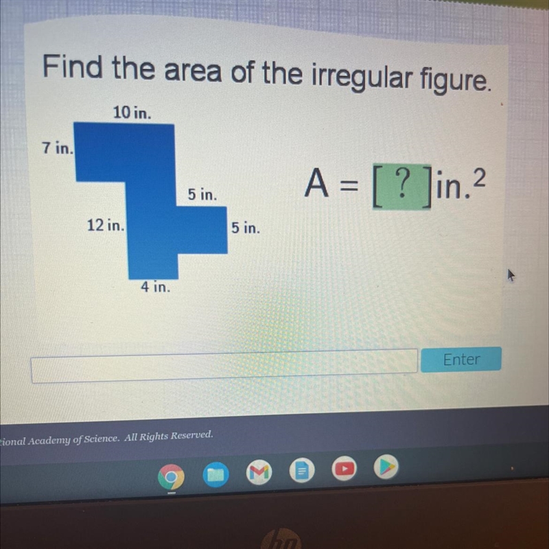 Find the area of the irregular figure-example-1