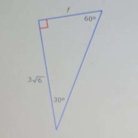 Find f.Write your answer in simplest radical form. ___ units-example-1