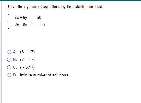 Solve the system of equations by the addition method.-example-1