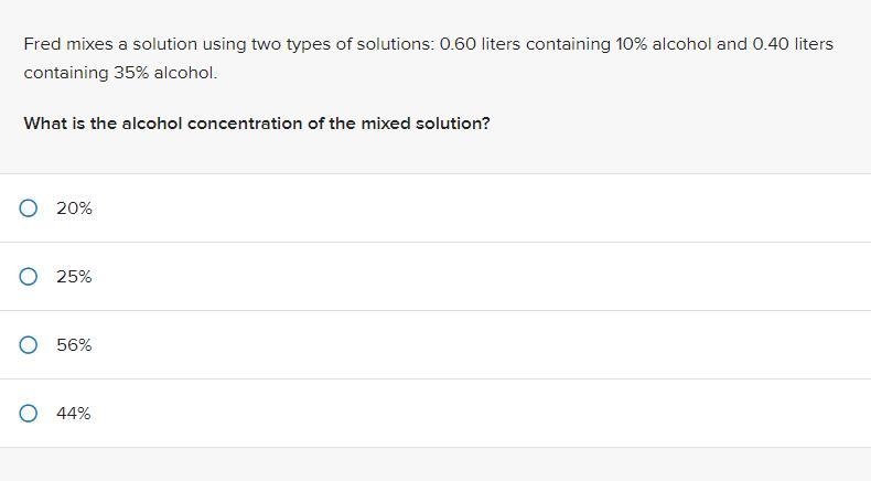 Please help! Fred mixes a solution using two types of solutions: 0.60 liters containing-example-1