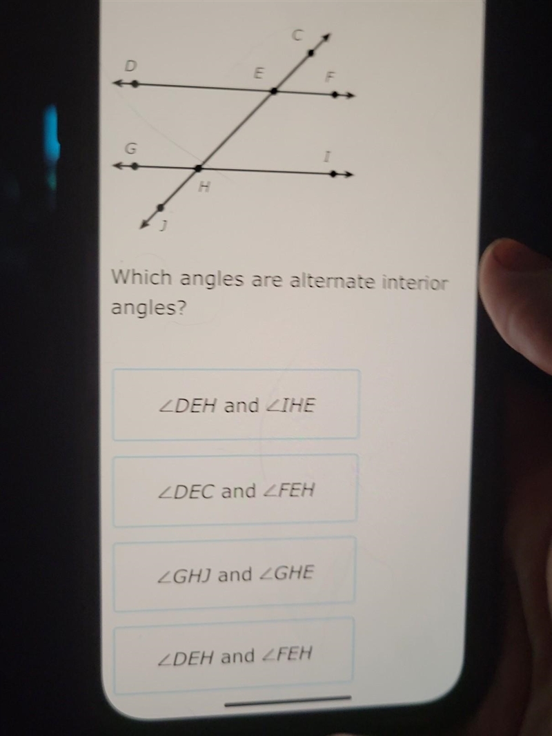 Which angles are alternate interior angles? ​-example-1