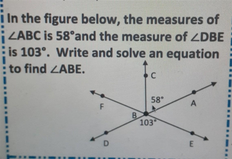 Write and solve and equation to find ABE​-example-1