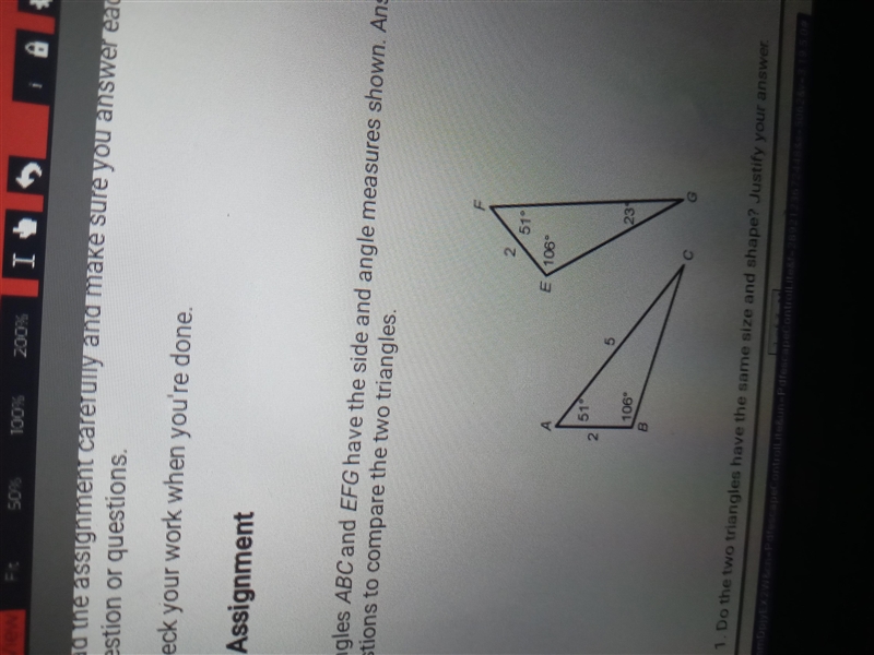 Which side of the triangle EFG has the length of 5 units? Explain how you know-example-2