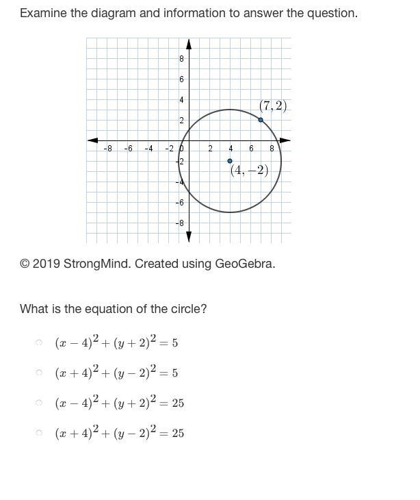 What is the equation of the circle?-example-1