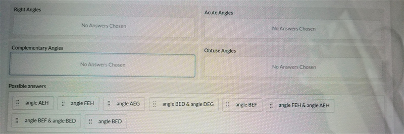 Based off of the diagram below, correctly categorize each of the angles or angle pairs-example-2