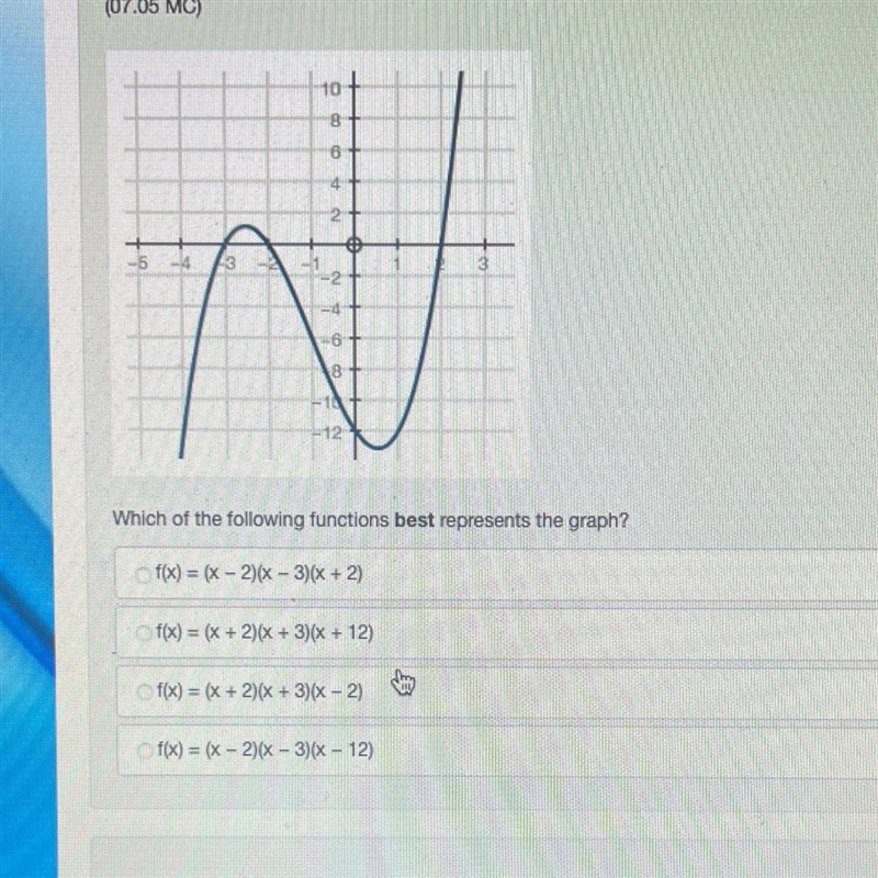 Question 12 Multiple Choice Worth 1 points)(07.05 MC)1086Which of the following functions-example-1