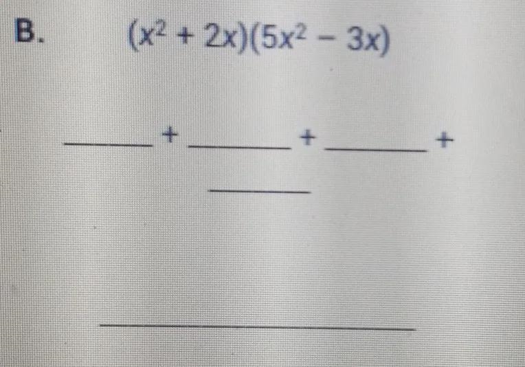 Using the FOIL method, multiply the terms in the binomials below. Show your work in-example-1