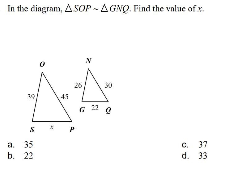 In the diagram, SOP  GNQ. Find the value of x.-example-1