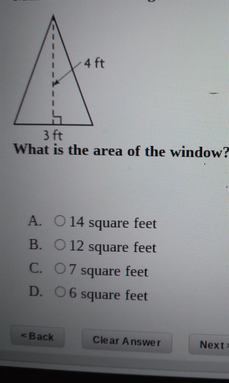 James this diagram of a triangle window at the art museum what is the area of the-example-1