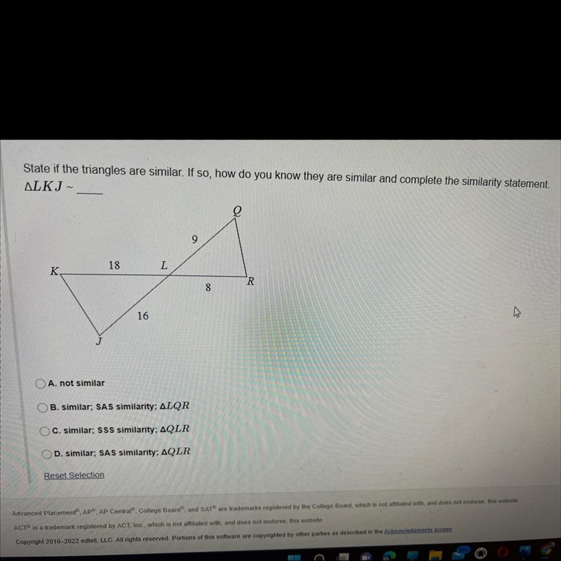 State if the triangles are similar. If so, how do you know they are similar and complete-example-1