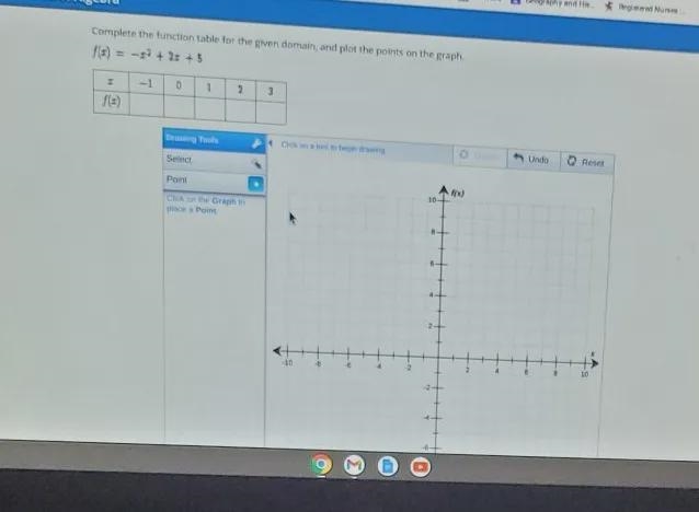 Complete the function table for the given domain, and plot the points on the graph-example-1