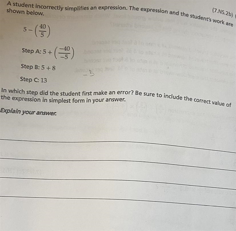 A student incorrectly simplifies an expression. The expression and the students work-example-1