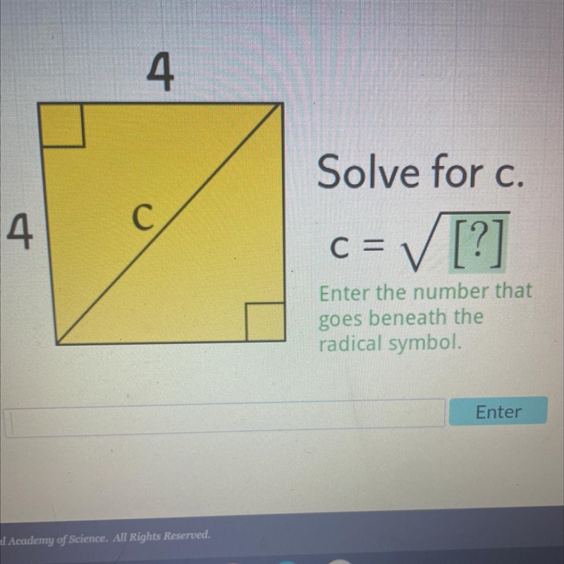 Enter the number that goes beneath the radical symbol.-example-1