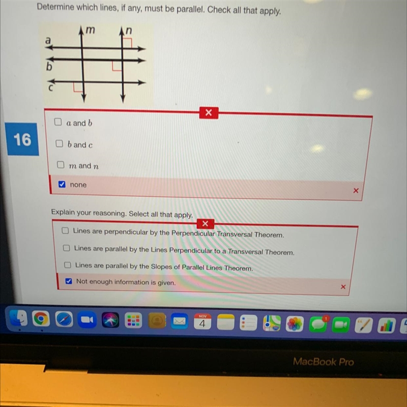 Determine which lines, if any must be parallel. Check all that apply.-example-1