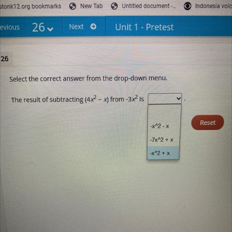 Select the correct answer from the drop-down menu.The result of subtracting (4x²-x-example-1