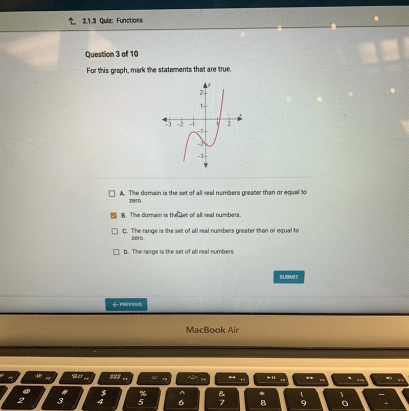 For this graph, mark the statements that are true. A. The domain is the set of all-example-1