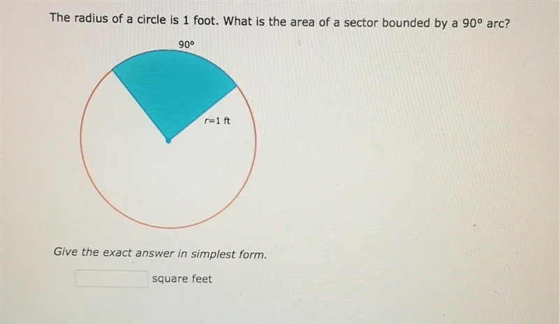 What is the area of a sector bounded by a 90 degree arc-example-1