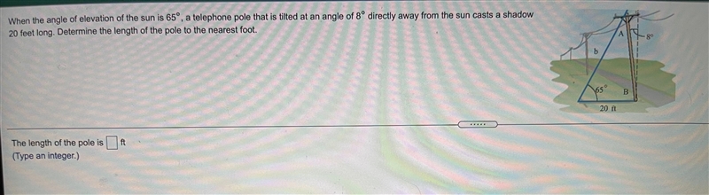 When the angle of elevation of the sun is 65° a telephone pole that is tilted at an-example-1