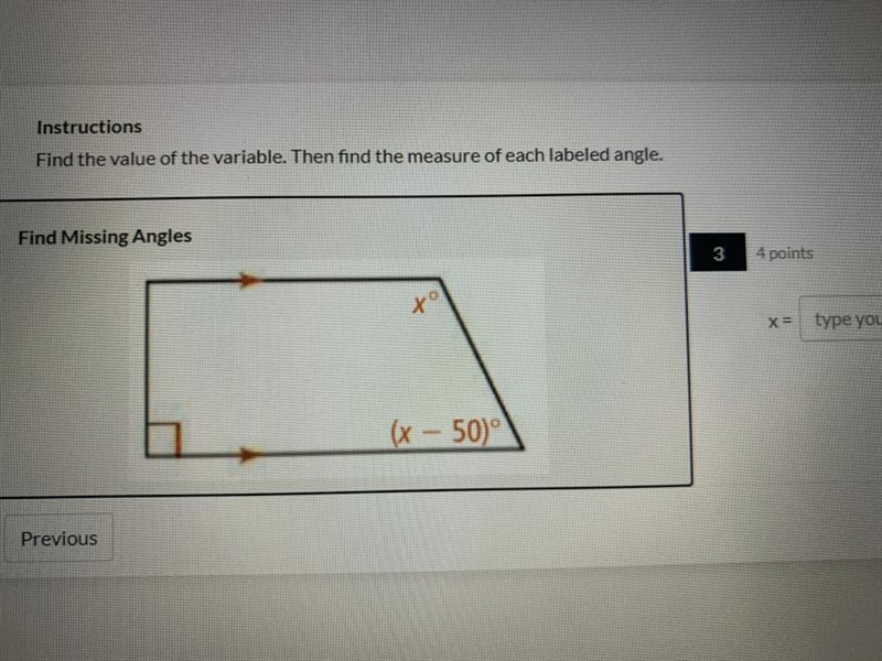 InstructionsFind the value of the variable. Then find the measure of each labeled-example-1