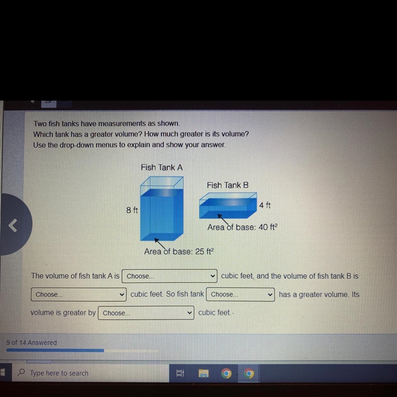 Two fish tanks have measurements as shownWhich tank has a greater volume? How much-example-1