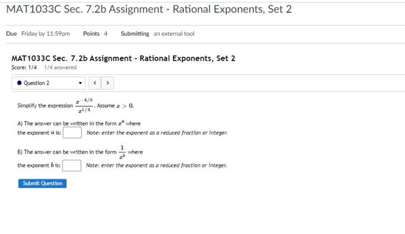 Simplify the expression . Assume x>0 .A) The answer can be written in the form-example-1