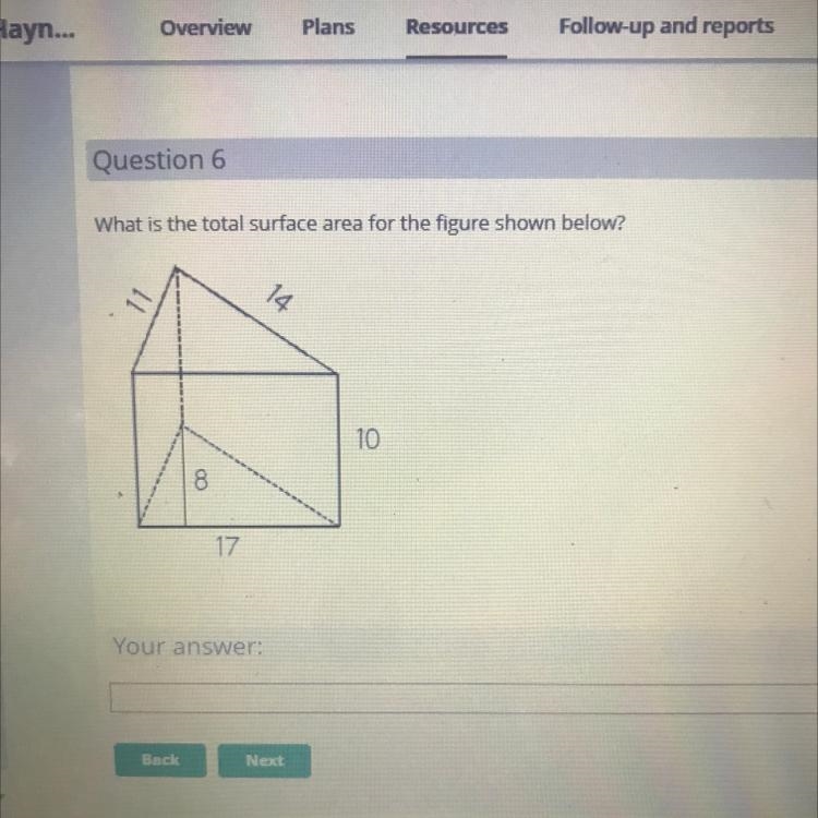 What is the total surface area for the figure shown below? 11 8 17 14 10-example-1