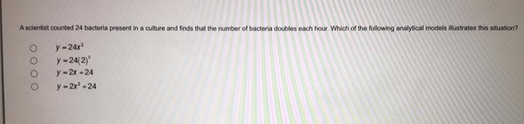 A scientist counted 24 bacteria present in a culture and finds that the number of-example-1