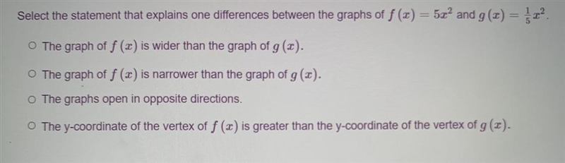 Select the statement that explains one difference between the graphs-example-1