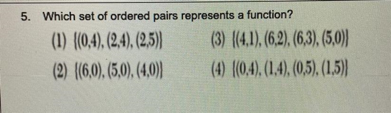 Which set of ordered pairs represents a function? What are functions?-example-1