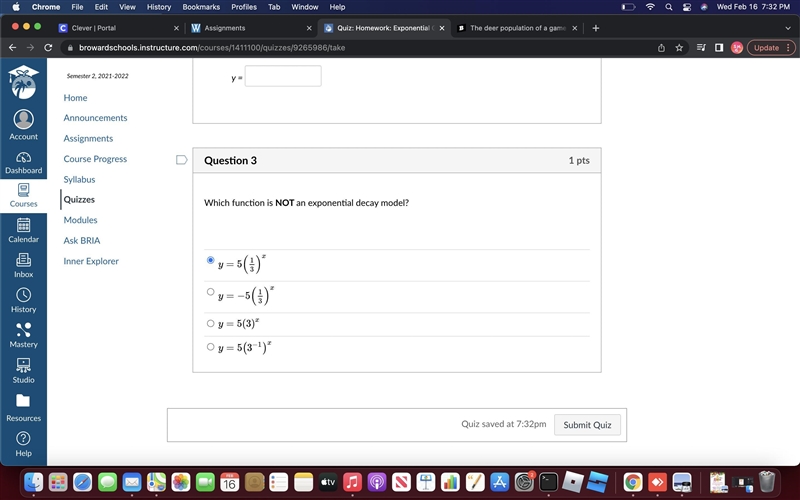 Which function is NOT an exponential decay model?-example-1