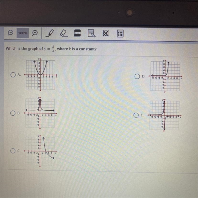 Which is the graph of y = = where k is a constant?TO A.R०B.कOD. REE.-example-1