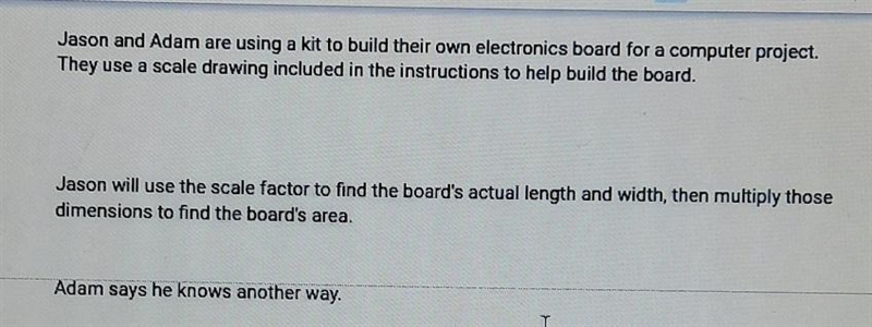 1. what is the area of the board shown on the scale drawing? explain how you found-example-2