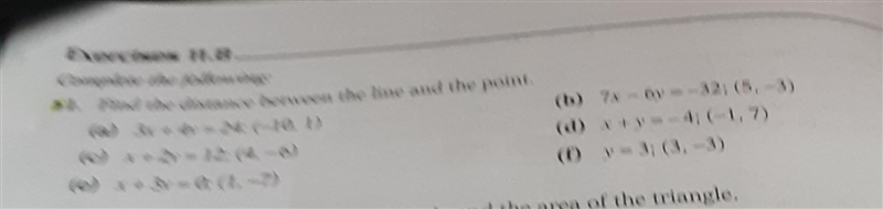 TVLI9ia Exercises 11.8 Complete the following: Find the distance between the line-example-1