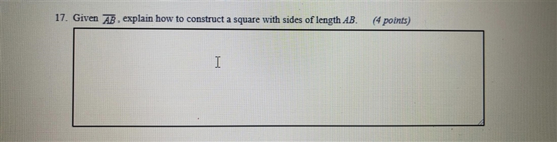 PLS HELP THANK YOU VERY MUCH Given AB, explain how to construct a square with sides-example-1