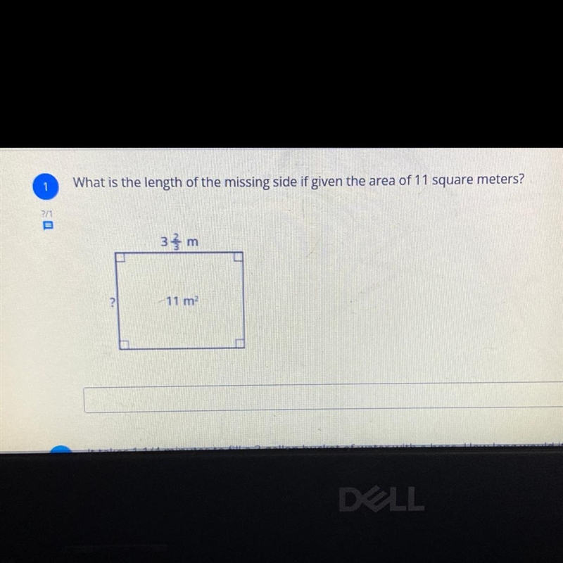 What is the length of the missing side if given the area of 11 square meters?-example-1