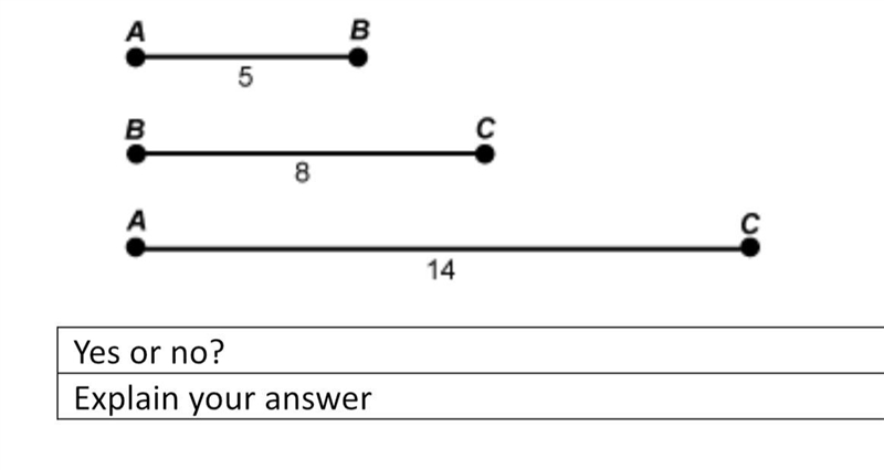 Can the three segments below form a triangle? Explain how you will change the length-example-1