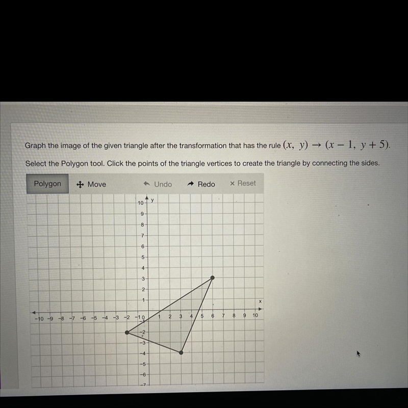 Graph the image of the given triangle after the transformation that has the rule (x-example-1